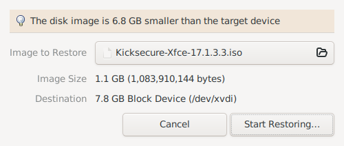 GNOME Disk Restore ISO